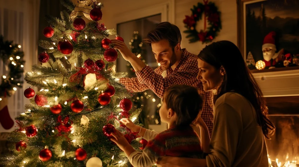 managing-mental-health a-family-decorating-the-christmas-tree