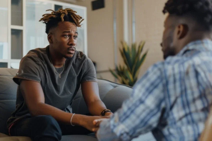 man in a one-on-one session for managing social anxiety