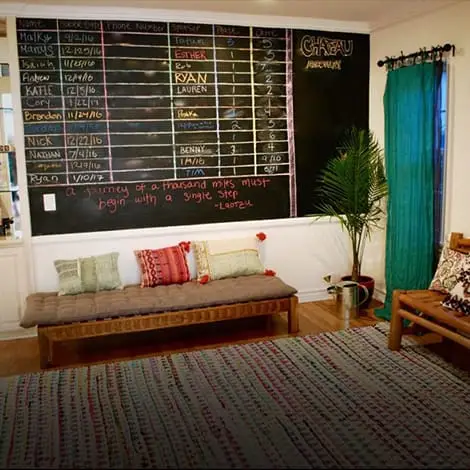 chore board at west hollywood sober living program house
