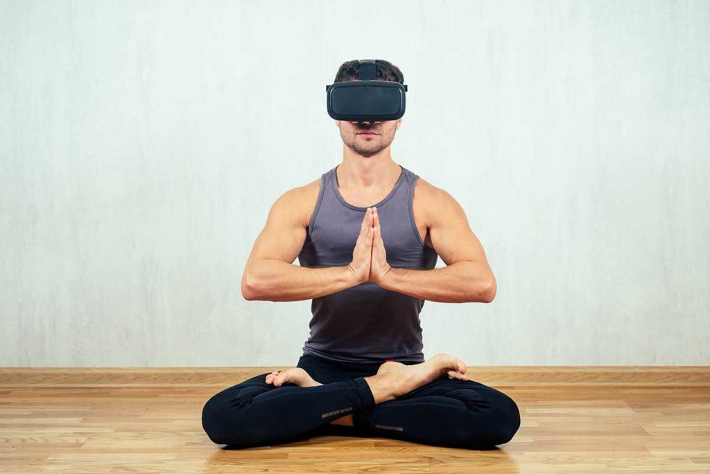 person in virtual reality meditation