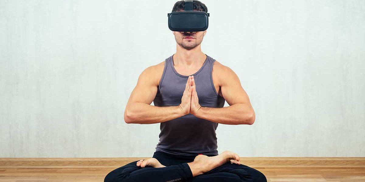 person in virtual reality meditation