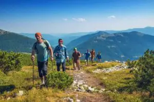 men participating in hiking adventure therapy program in Los Angeles outdoors