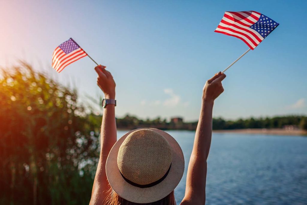 a woman is happy to have a sober celebration on independence day