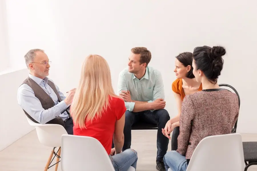 group session in an intensive outpatient program for substance abuse