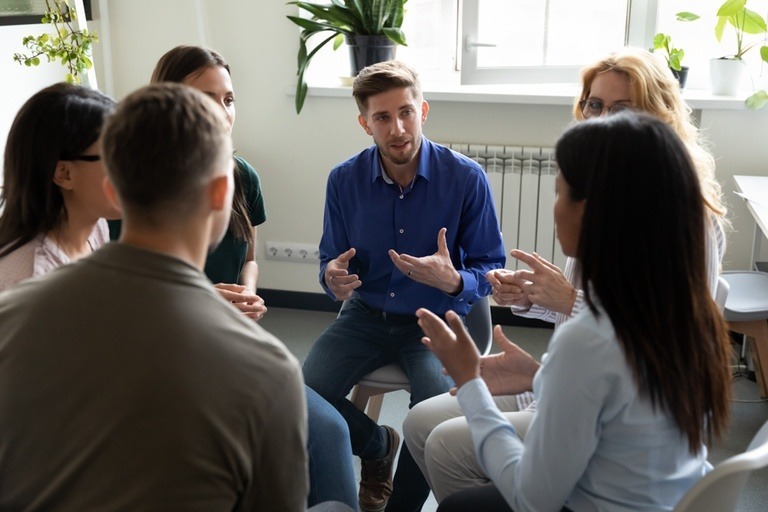 group-therapy-for-substance-abuse Support group session in groups rehab setting