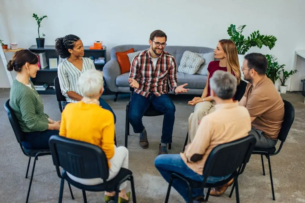 people engage in an open dialectical behavioral therapy group in Los Angeles